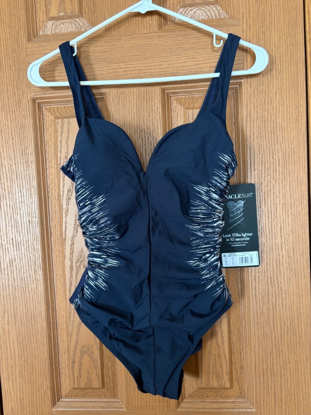 Miraclesuit Navy One-Piece Swimsuit with White Side Accents